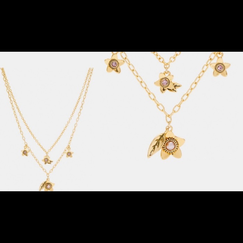 Coach Women's Wildflower Pearl ,necklace ,gold and pink .NWOT! - Picture 3 of 4